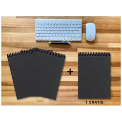 E & Z, Heft + Block, A 4 Notizblock - Set, 3+1 gratis, Luxury 80 Seiten SCHWARZ ONYX GLITTER-OPTIK, liniert (A4, Liniert)