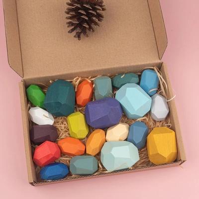 Uplift Picks Wooden Stacking Stones Montessori Balance Sorting Toy For Toddlers 21 Pcs C