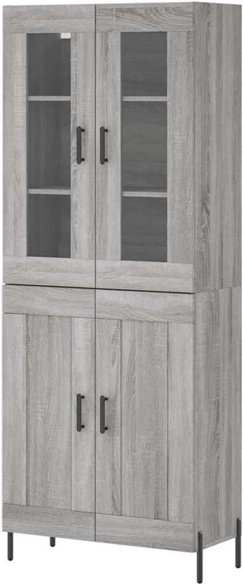 Grijs Sonoma Highboard kast van hout en metaal, Breedte: 180 cm