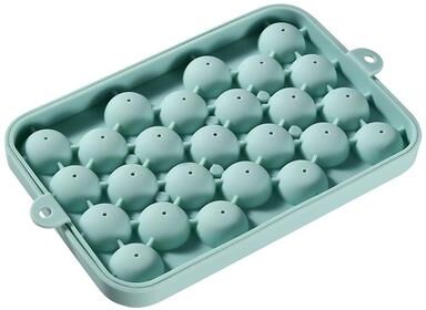 Universal Stock Cavity Silicone Ice Cube Tray With Lid Reusable Ice Ball Mold For Fruit Infused Drinks blue