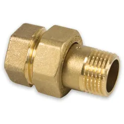 Messing Gewinde-Fitting Verschraubung gerade konisch metallisch dichtend 3/8''IG - 3/8''AG (DN 10) - schwere Ausführung