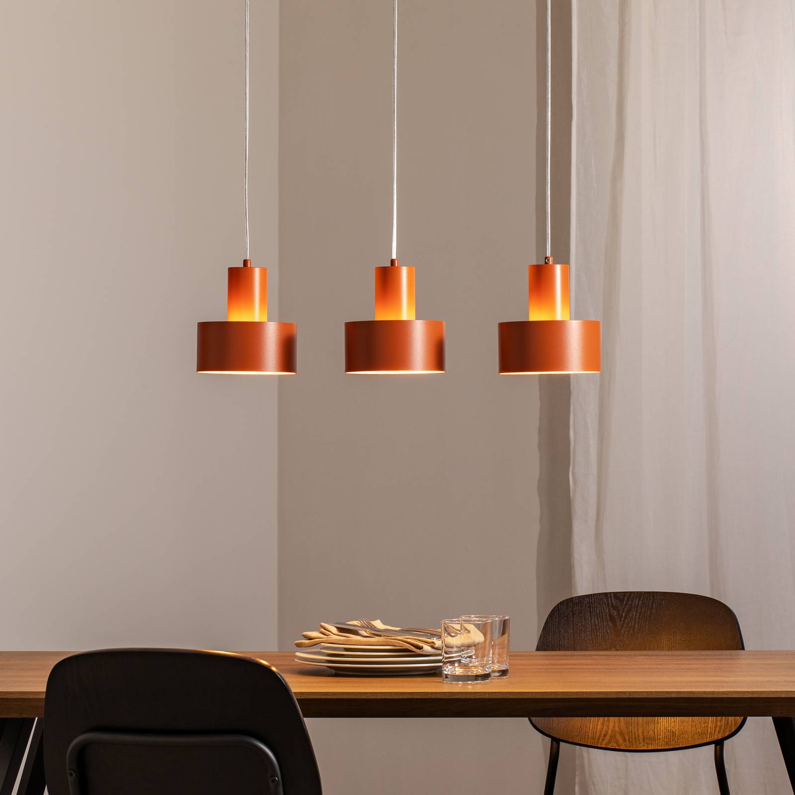 Hängeleuchte Rif 3 SIGMA, dimmbar, rot, für Wohn- / Esszimmer, Metall, Modern