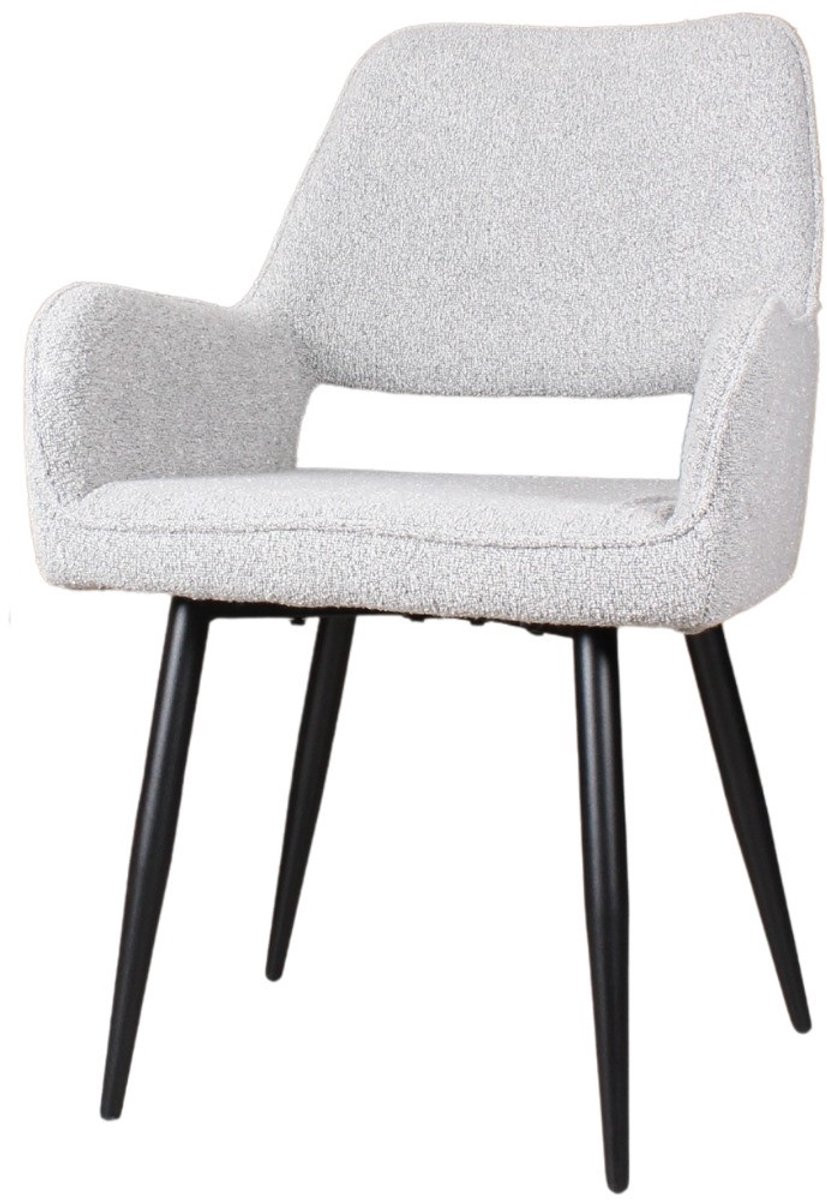 DS4U Lenon eetkamerstoel met armleuningen, luxe boucle stof, grijs