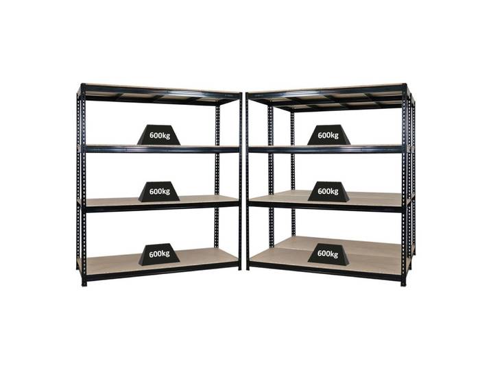 PROREGAL® Schwerlastregal MegaDeal Robustes Garagenregal Lagerregal BISON mit 600kg Fachlast, 3-tlg., Stabiles Lastenregal mit Spanplatten-Ebenen bis zu 3000kg Gesamtlast