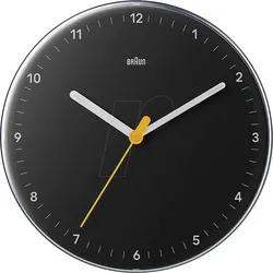 BRAUN BC26B - Quarz-Wanduhr analog, geräuschloses Uhrwerk, 23 cm, schwarz