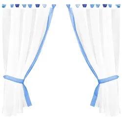 Arsvita Gardinenset mit Schlaufen "Skyline" Landhausstil 140x120 cm - Blau