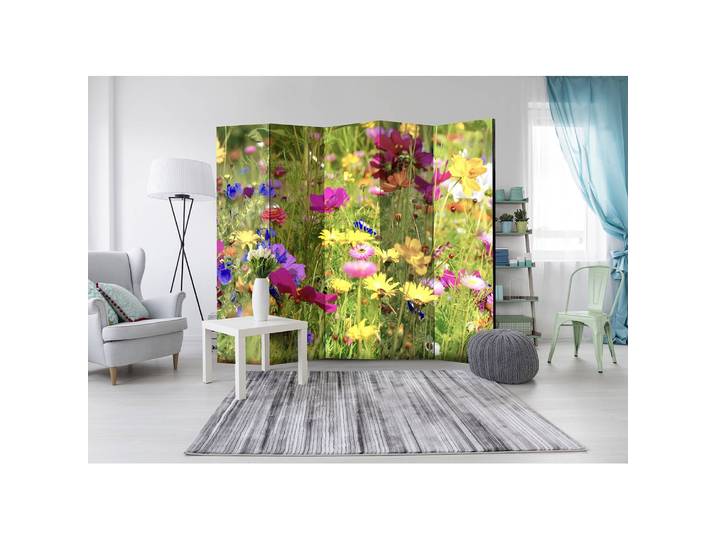 Paravent Summer Flowers Polaire Multicolore 225 x 172 x 3cm