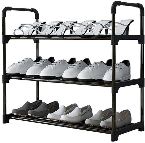 Unyqoos Slim metalen schoenenrek met 3 niveaus voor 9 paar schoenen