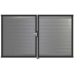 GroJa Lumino Tor Silbergrau DIN rechts 300x180 cm Alu-Rahmen DB 703, 2-flügelig