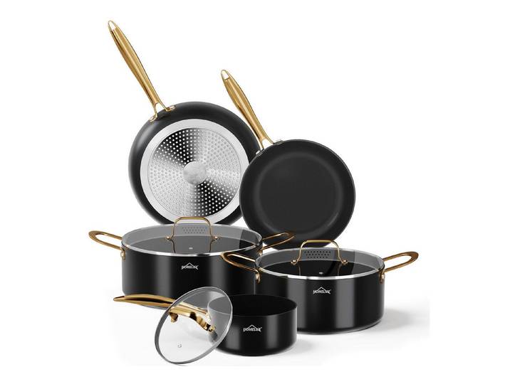 HOMELUX Topf-Set Induktions Töpfe Set, Aluminiumguss Kochtopfset mit Deckel, Aluminium (Set, 8-tlg., Töpfe Set mit Topfdeckel), Induktion