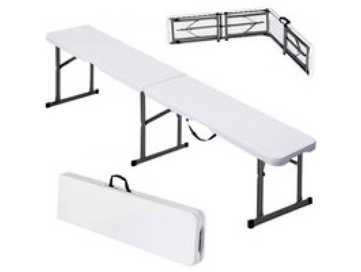 VEVOR Banc pliant en plastique, 1820 mm, banc d'extérieur pliable portable, lisse en PEHD imperméable, siège de pique-nique, de salle à manger avec poignée de transport, pour jardin, blanc (1 paquet)