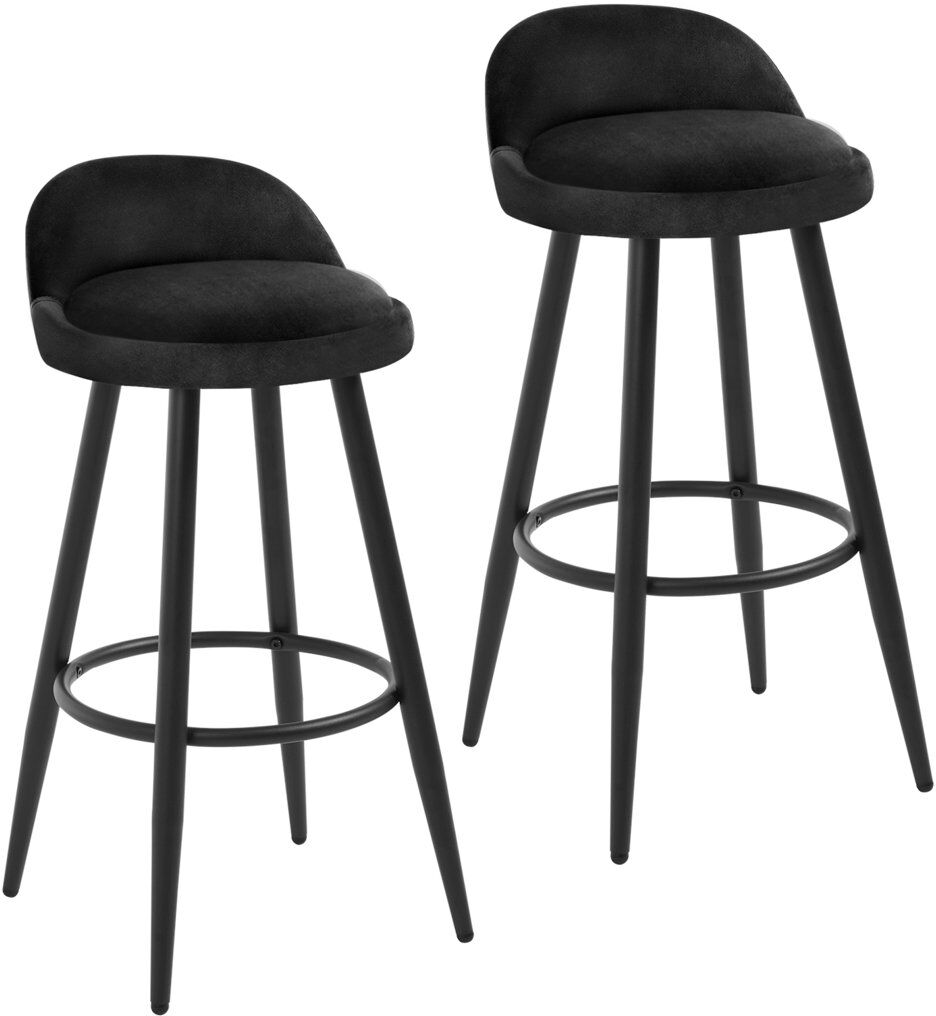 Corrigan Studio Askern Upholstered and Velvet Bar Stool with Iron Frame Black 2
