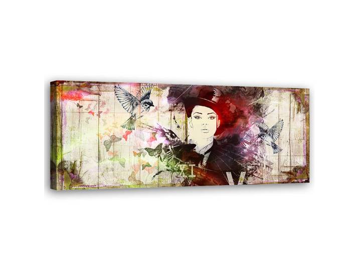 Feeby Wandbild abstraktes gesicht einer frau, Mehrfarbig, Person/Charakter, Rechteckig, 90x30 cm, Bilder & Rahmen, Bilder, Leinwandbilder