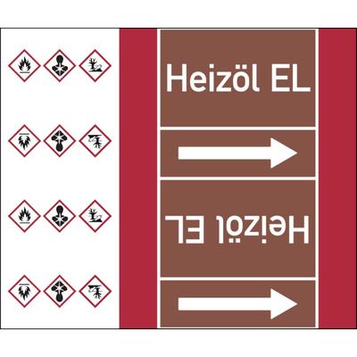 Rohrleitungskennzeichen Heizöl EL - 33000x180 mm Folie selbstklebend