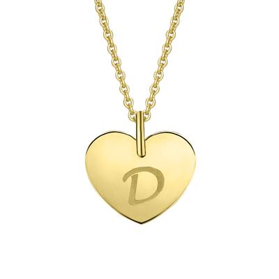 Herzkette ONE ELEMENT "Halskette - Herzkette mit Herz mit Gravur D Buchstaben Anhänger", gold, Halsketten, Damen, Gelbgold 333 Gold, Gelbgold 333, Gold, Herzkette, Herz mit Bedeutung – eine feine Geschenkidee für viele Anlässe