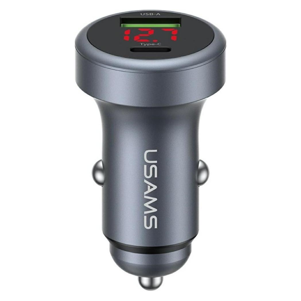 Usams CC327 45W A+C Ports Aluminum Alloy Car Charger (CC327CC01)