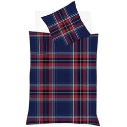 Traumschlaf, Bettwäsche, Feinbiber Bettwäsche Aspen Karo navy rot (Bettwäsche Set, 80x80 cm)