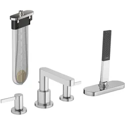 hansgrohe Finoris 4-Loch Wannenrandarmatur mit Schlauchbox, Ausladung 152mm, 76444000, Farbe: Chrom