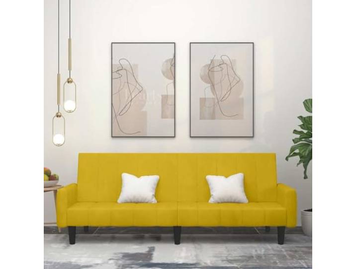 HEFZGDB Schlafsofa 2-Sitzer Gelb Samt Bettcouch mit weichem Bezug und robustem Holzrahmen für Wohnzimmer und Gästezimmer, vielseitig einsetzbar als Sitzmöbel und Schlafgelegenheit