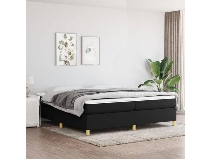 Noir Cadre de lit noir 200x200 cm tissu - Lit chambre H13190