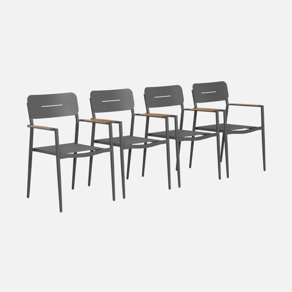 sweeek - 4er-Set Gartenstühle aus Aluminium und Textilene - Anthrazit