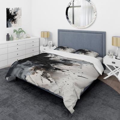 DESIGN ART "Designart ""Black Textured Splash Paint Art IV"" Black Modern - Bedding Set With Shams"