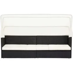 vidaXL Gartensofa mit Sonnendach Schwarz Poly Rattan