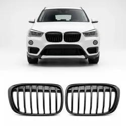 Sportgrill Kühlergrill Single kompatibel mit passend für BMW X1 F48 14-19 schwarz glanz