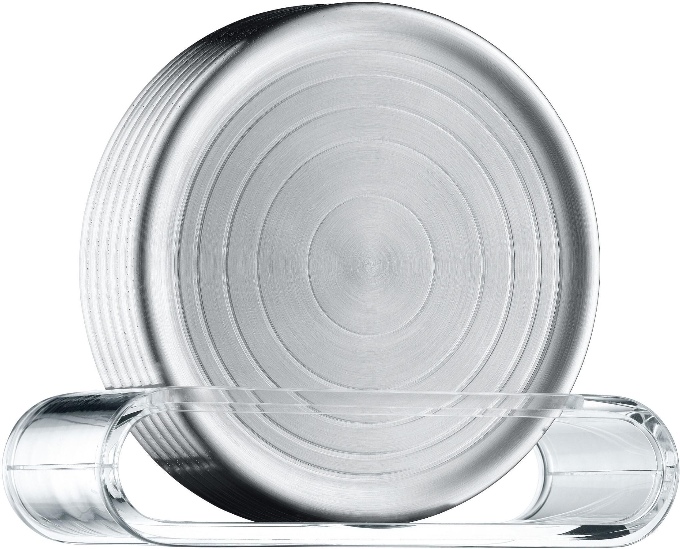 Glasuntersetzer WMF "Loft 7-teilig", silber (silberfarben), Ø:9,5cm, Cromargan Edelstahl 18/10, Untersetzer, Glasuntersetzer silberfarben Einheitsgröße