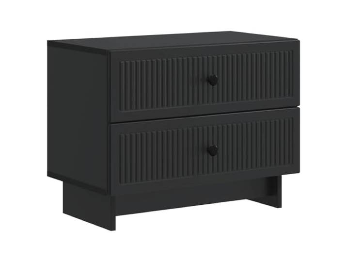 Fisinber Nachttisch Schwarz 62 x 34,5 x 47,5 cm Holzwerkstoff Kompakter Beistellschrank im Vintage Design für Schlafzimmer und Wohnzimmer mit großzügigen Fächern für Bücher.
