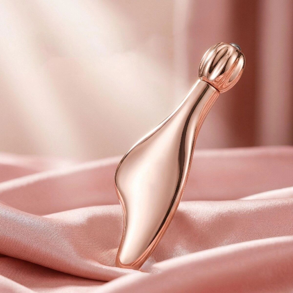 INF Delfin-Augencreme-Massagestab – Zinklegierung Roségold mit 360° tropfenförmigem Rotationskopf für Augen- und Gesichtsmassage