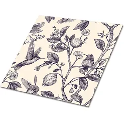 FLIESENAUFKLEBER 9 Stück 30x30 cm selbstklebend Vögel auf einem Ast