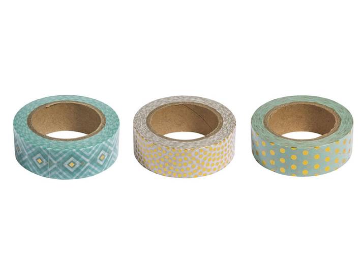 Rayher Washi Tape Mint-Goldfolie 15 mm 3 × 10 m