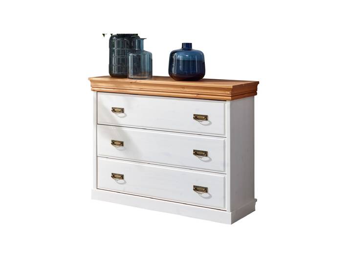 Kommode Kiefer massiv weiß gewachst 107 cm - MATILDA