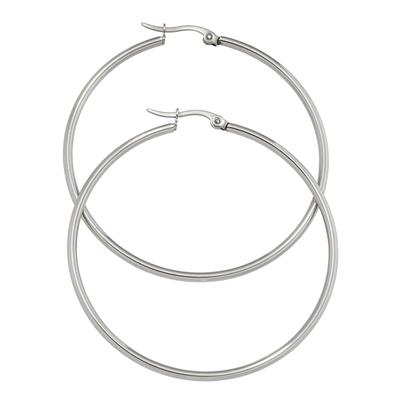Paar Creolen JOBO "Ohrringe rund", silber (edelstahlfarben), Ohrringe, Damen, 54,2mm, Edelstahl, Edelstahl