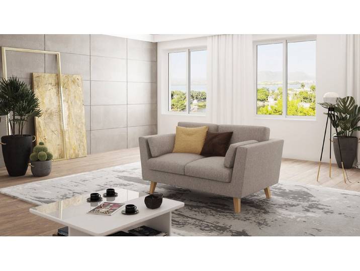 S-Style Möbel 2-Sitzer Sofa Angeles mit Holzfüßen im skandinavischen Stil, mit Wellenfederung