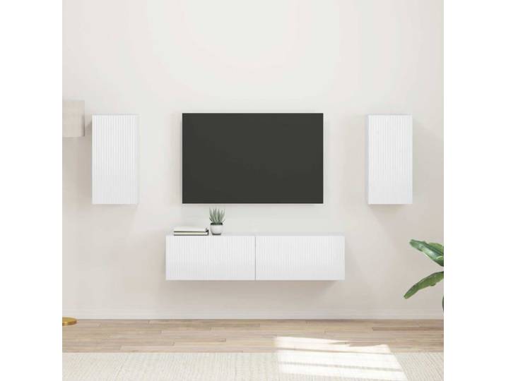 Ensemble de meubles contemporains - - Blanc brillant - Dimensions totales 30x31x60 cm - Éclairage LED - Ports USB