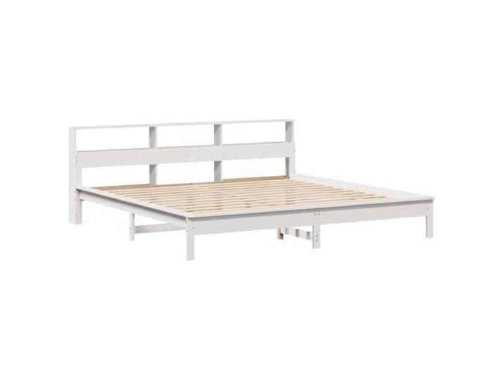 KTHLBRH Doppelbett weiß 180 x 200 cm Massivholz Kiefer Inklusive Lattenrost, Kopfteil inklusive, Tragkraft 180 kg, robuste Konstruktion