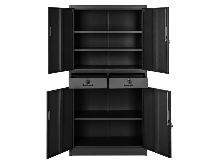 Armoire métallique de classement avec 2 tiroirs 40 x 90 x 180 cm - noir