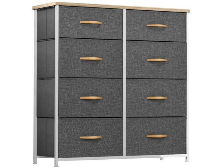YITAHOME Commode Chambre en Tissu - 8 tiroirs - 4 Niveaux - Meuble de Rangement - 86 x 30 x 90 cm(L x W x H) - Gris