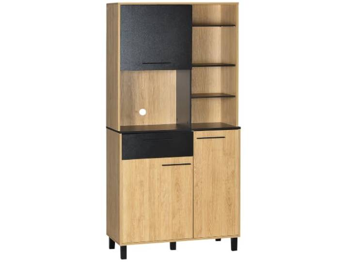 HOMCOM Küchenbuffet Multi-Storage 3 Türen Höhe 180cm Küchenschrank, 1 Schublade, 4 Nischen, Kabeldurchführungen