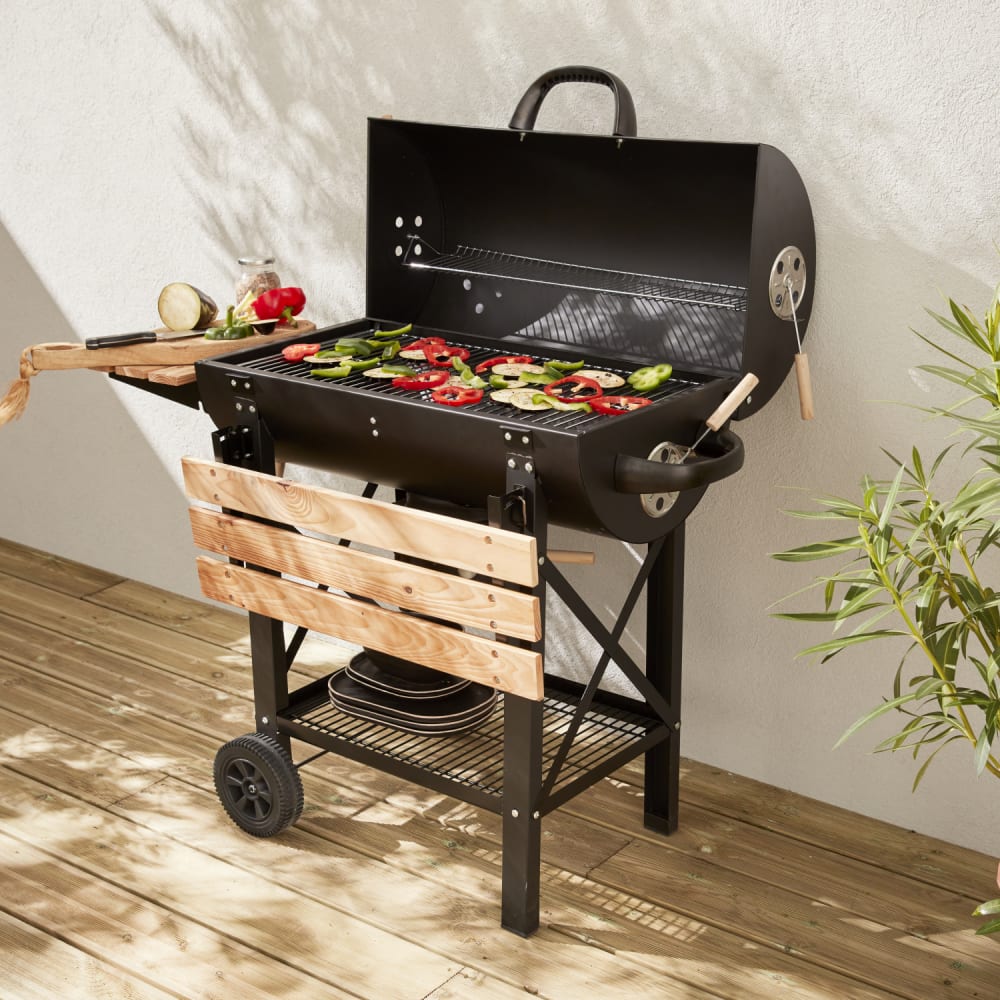 sweeek Barbacoa carbón color negro, recolector de cenizas incluido