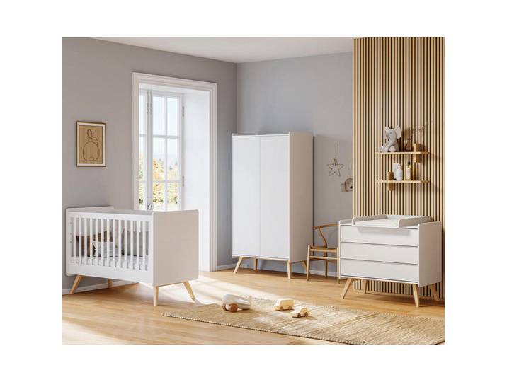 Petits-meubles Babyzimmer 3-teilig Vintage Weiß, Holzwerkstoff, 125x103x65 cm, Baby- und Kindermöbel, Babyzimmer