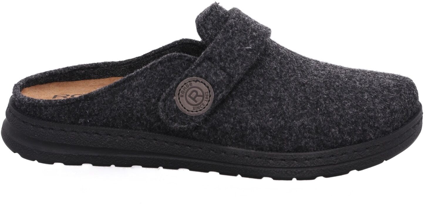Pantoffel ROHDE "ASIAGO", Herren, Gr. 40, wärmend, grau (anthrazit), Filz, meliert, Basic, Schuhe Pantoffel, Hausschuh, Pantoffel, Wohlfühlschuh mit Klettverschluss anthrazit 40, wärmend