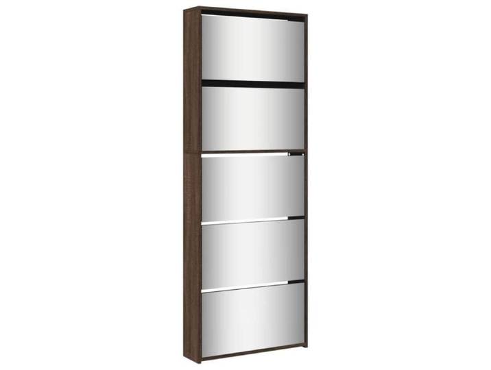Armoire à chaussures - ASHATA - BK3228285 - Chêne marron - 5 tiroirs - 63x17x169 5cm