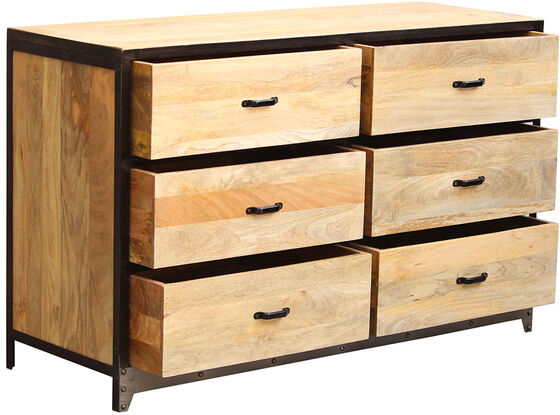 Miliboo Kommode 6 Schubladen Holz und Metall INDUSTRIA
