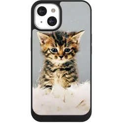 Nivocase Handyhülle für Apple iPhone 13 Hülle NIVOpure Case Schwarz Feder Haustier Katze (Apple iPhone 13), Smartphone Hülle, Schwarz