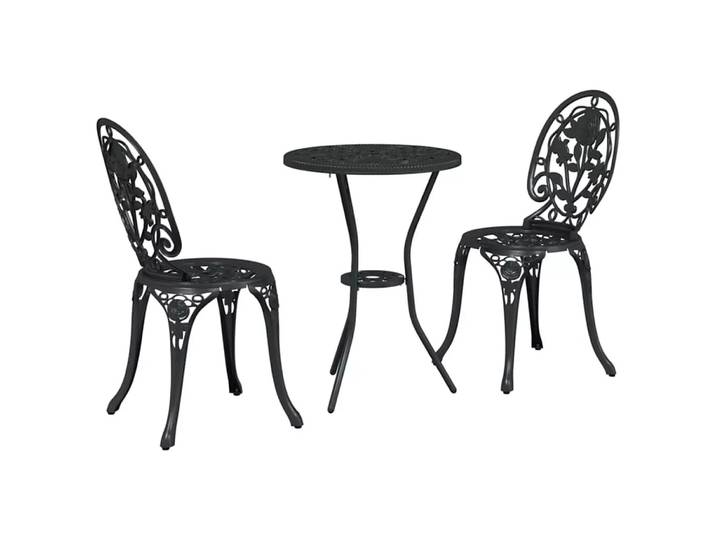 VidaXL - Bistro set außenbereich aluminium, One Size, Schwarz