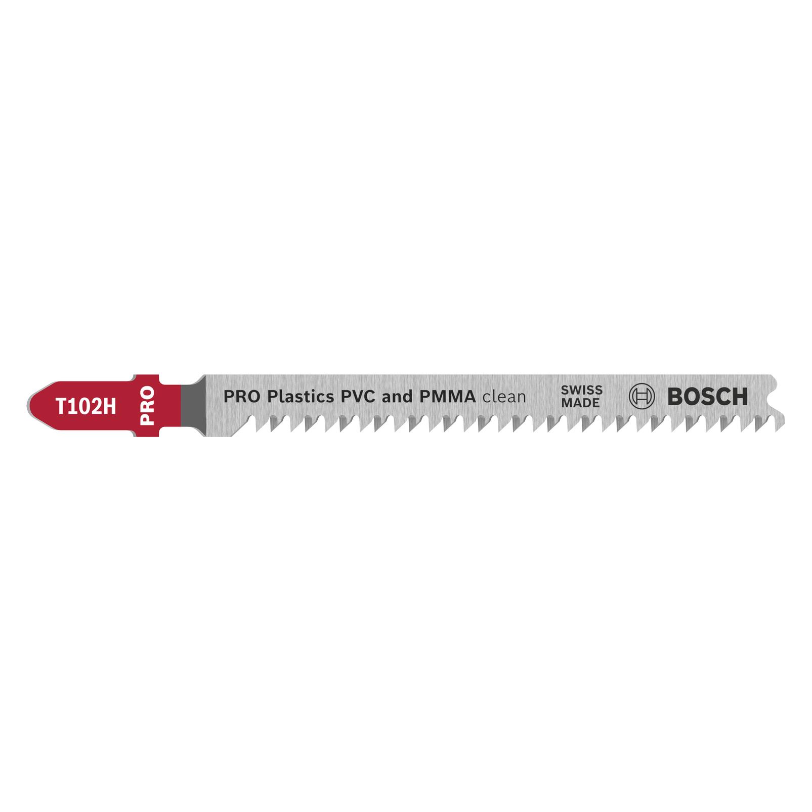 Bosch Professional Zubehör PRO Plastics PVC and PMMA Stichsägeblatt T102H, 100 mm, 3-tlg. (2608667050)
