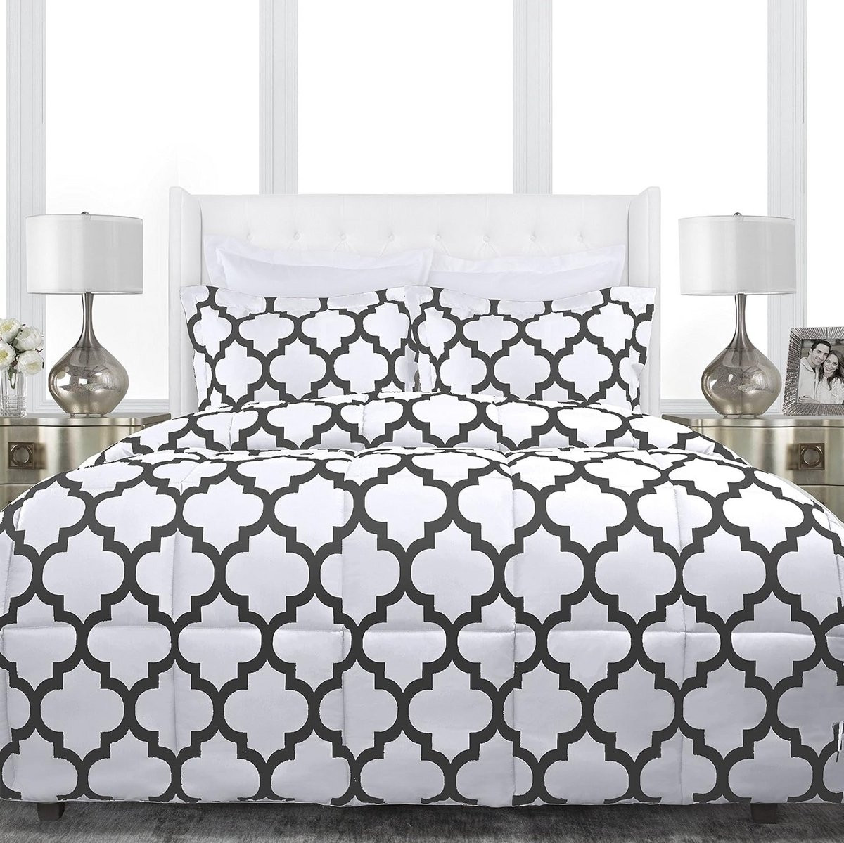 Hypoallergeen Quatrefoil Dekbed voor alle seizoenen - King/Cal King - Wit